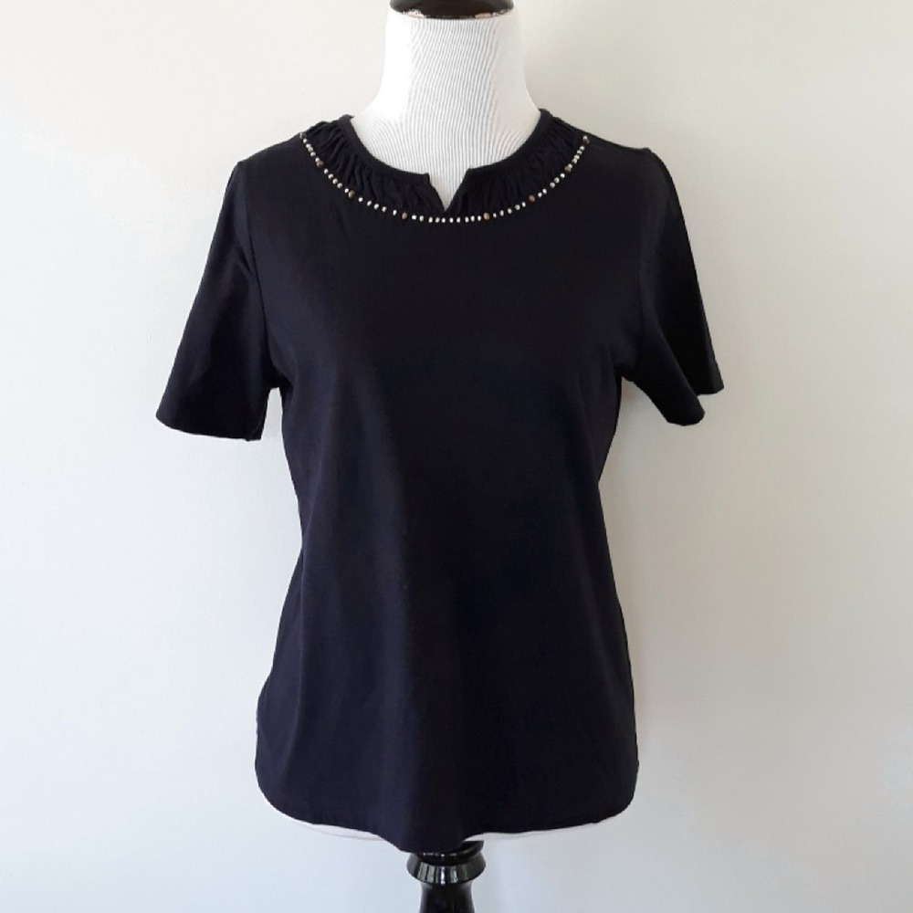 Koret Petite Shirt Beaded Neckline